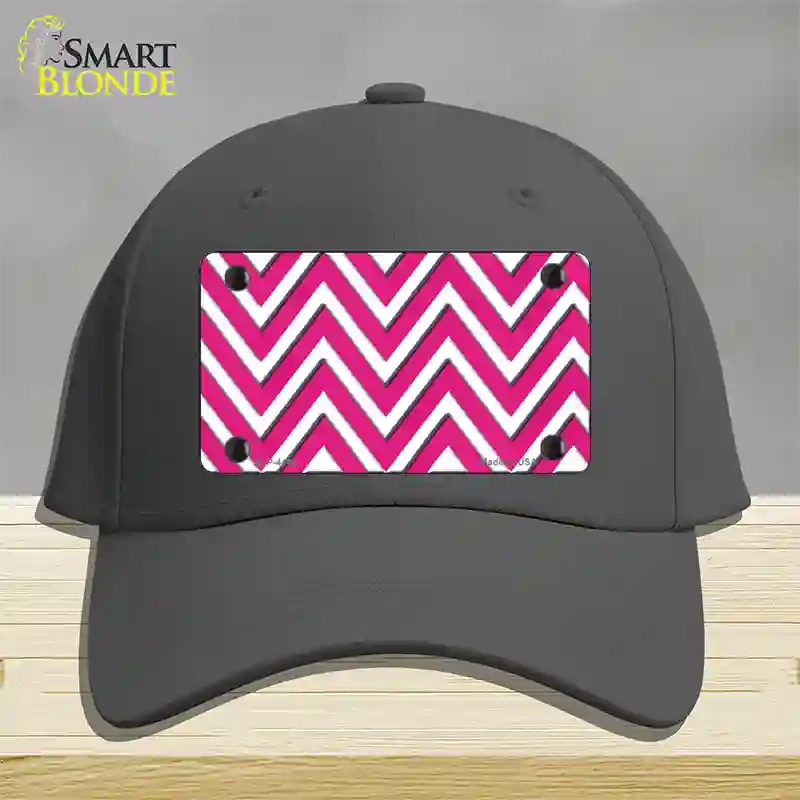 Pink White Large Chevron Novelty License Plate Hat Cotton / Charcoal