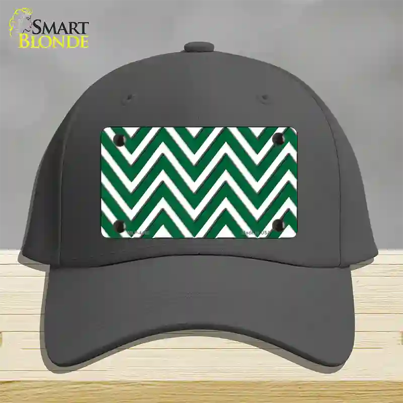 Green White Large Chevron Novelty License Plate Hat Cotton / Charcoal