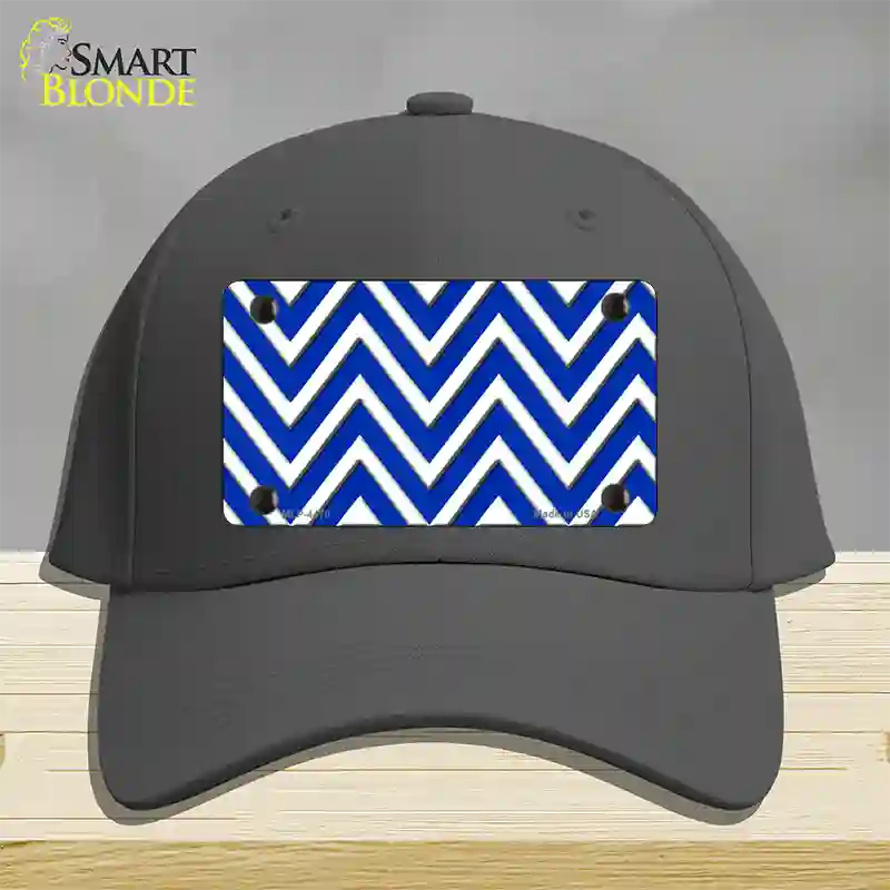 Blue White Large Chevron Novelty License Plate Hat Cotton / Charcoal