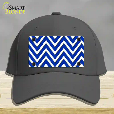 Blue White Large Chevron Novelty License Plate Hat Cotton / Charcoal