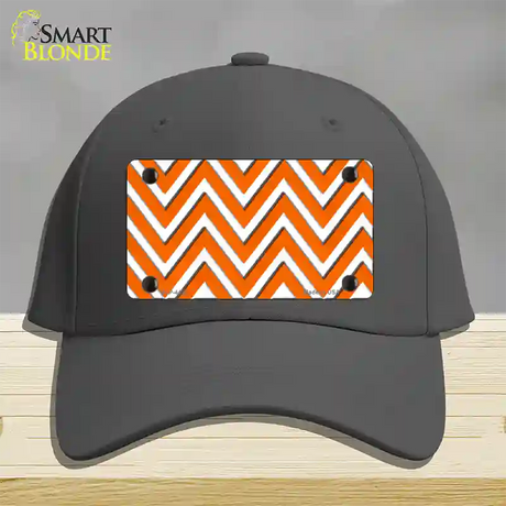 Orange White Large Chevron Novelty License Plate Hat Cotton / Charcoal