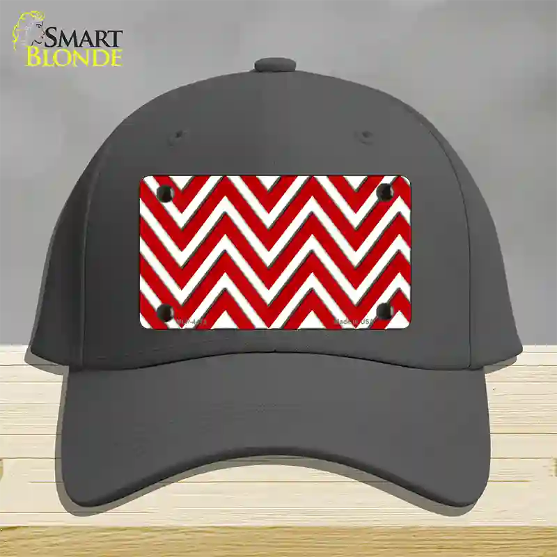 Red White Large Chevron Novelty License Plate Hat Cotton / Charcoal