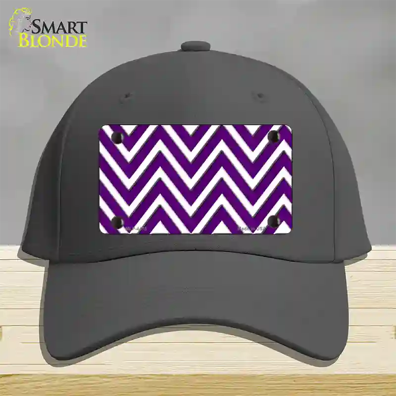 Purple White Large Chevron Novelty License Plate Hat Cotton / Charcoal