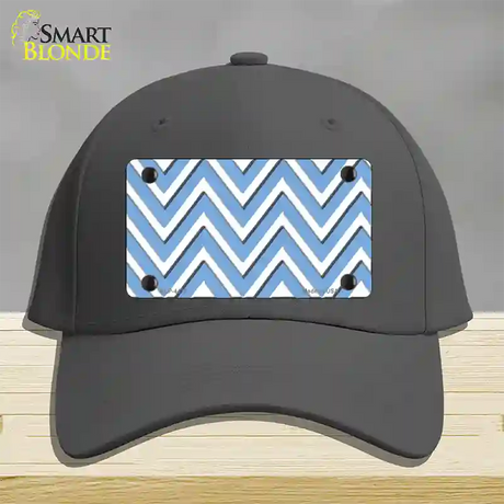 Light Blue White Large Chevron Novelty License Plate Hat Cotton / Charcoal