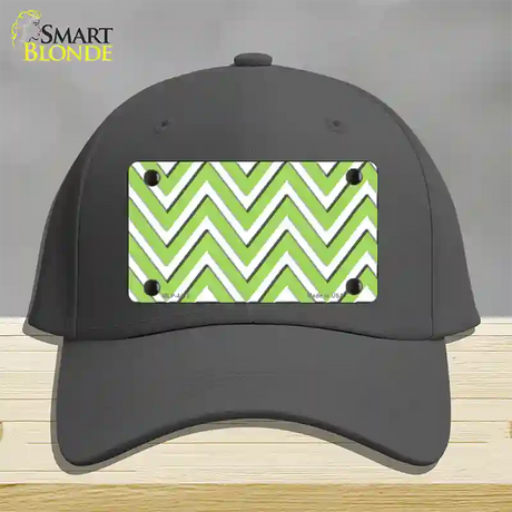 Lime Green White Large Chevron Novelty License Plate Hat Cotton / Charcoal