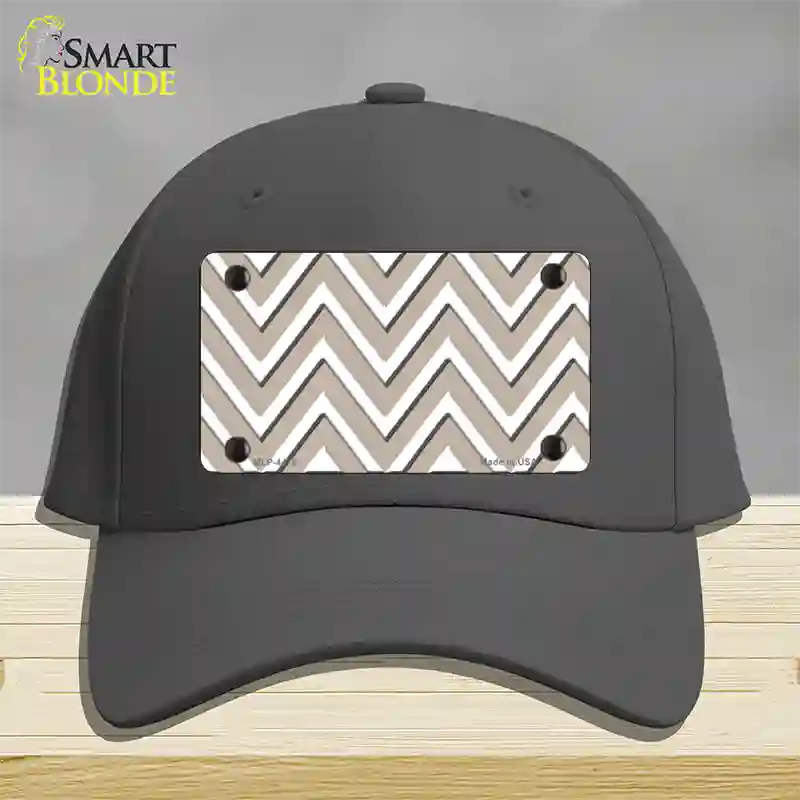 Tan White Large Chevron Novelty License Plate Hat Cotton / Charcoal