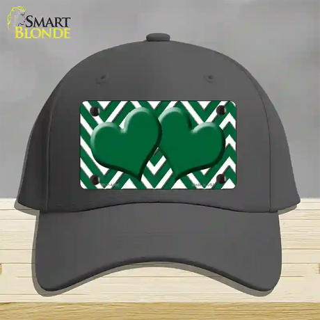 Green White Large Chevron Green Center Hearts Novelty License Plate Hat Cotton / Charcoal