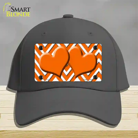 Orange White Large Chevron Orange Center Hearts Novelty License Plate Hat Cotton / Charcoal