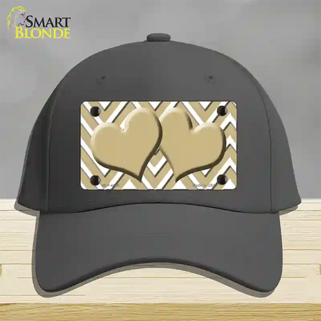 Gold White Large Chevron Gold Center Hearts Novelty License Plate Hat Cotton / Charcoal