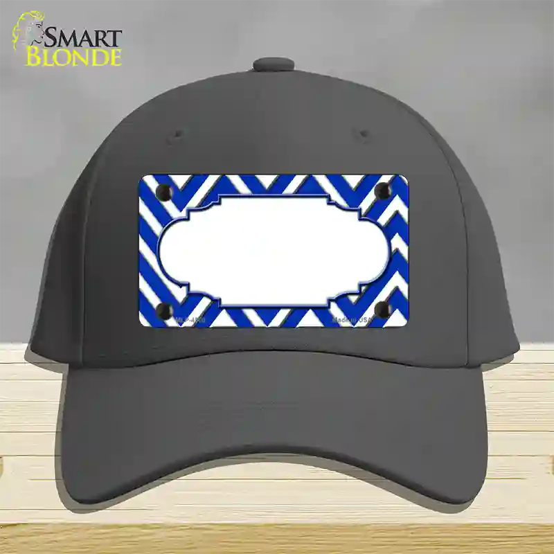 Blue White Large Chevron Center Scallop Novelty License Plate Hat Cotton / Charcoal