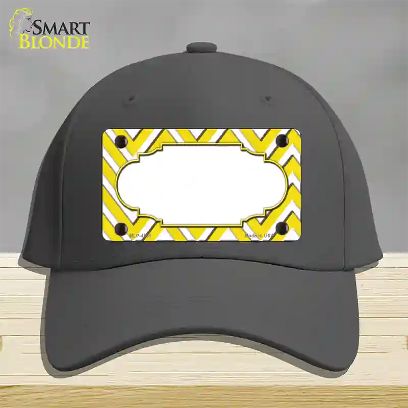 Yellow White Large Chevron Center Scallop Novelty License Plate Hat Cotton / Charcoal