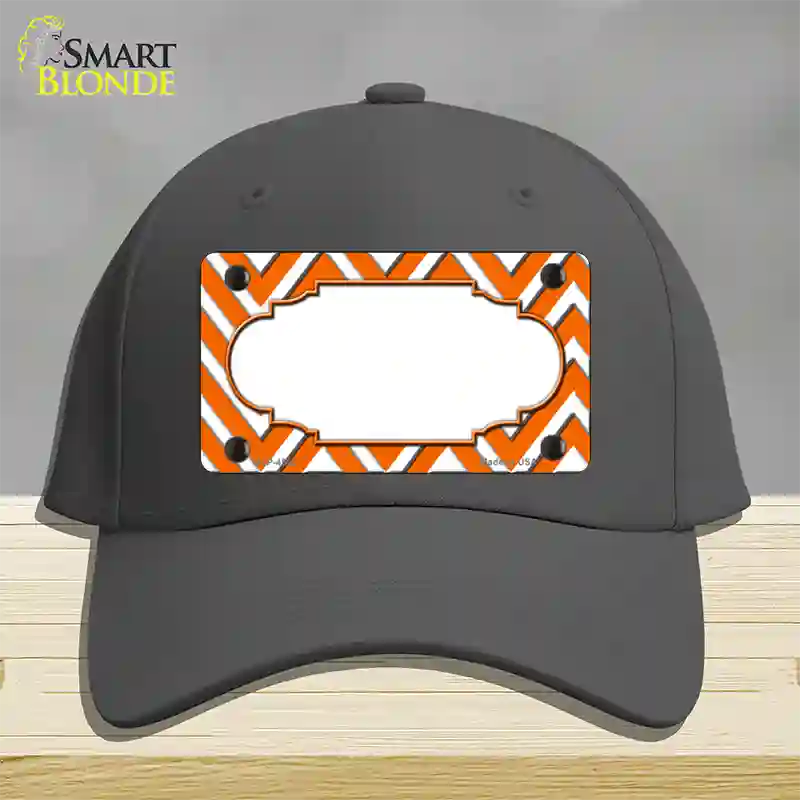 Orange White Large Chevron Center Scallop Novelty License Plate Hat Cotton / Charcoal