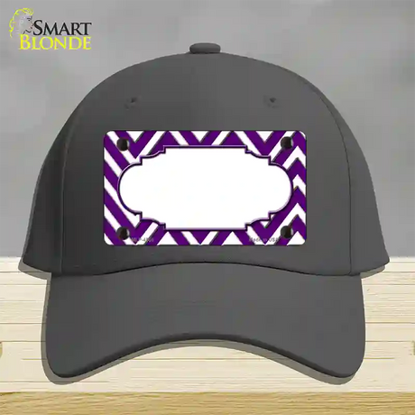 Purple White Large Chevron Center Scallop Novelty License Plate Hat Cotton / Charcoal