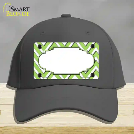 Lime Green White Large Chevron Center Scallop Novelty License Plate Hat Cotton / Charcoal