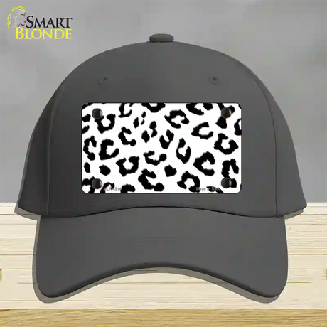 White Black Cheetah Novelty License Plate Hat Cotton / Charcoal