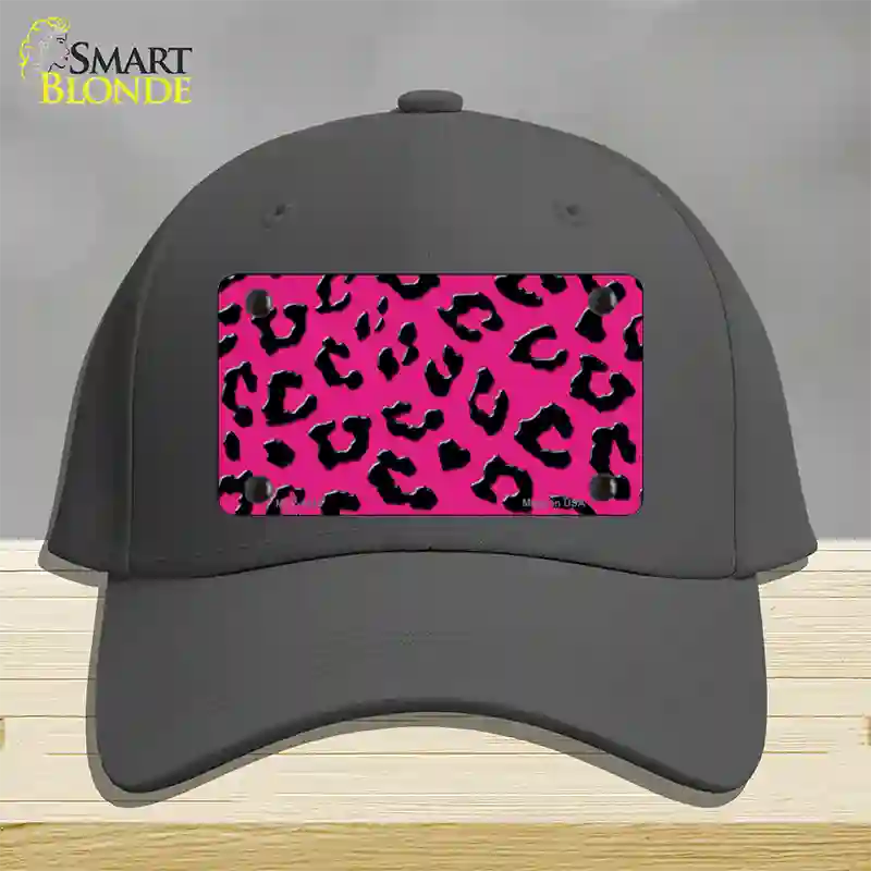 Pink Black Cheetah Novelty License Plate Hat Cotton / Charcoal