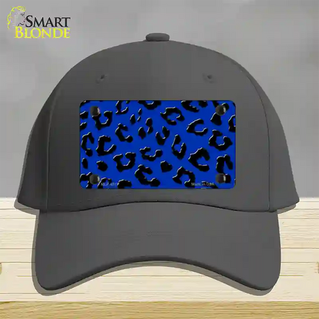 Blue Black Cheetah Novelty License Plate Hat Cotton / Charcoal