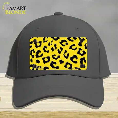 Yellow Black Cheetah Novelty License Plate Hat Cotton / Charcoal