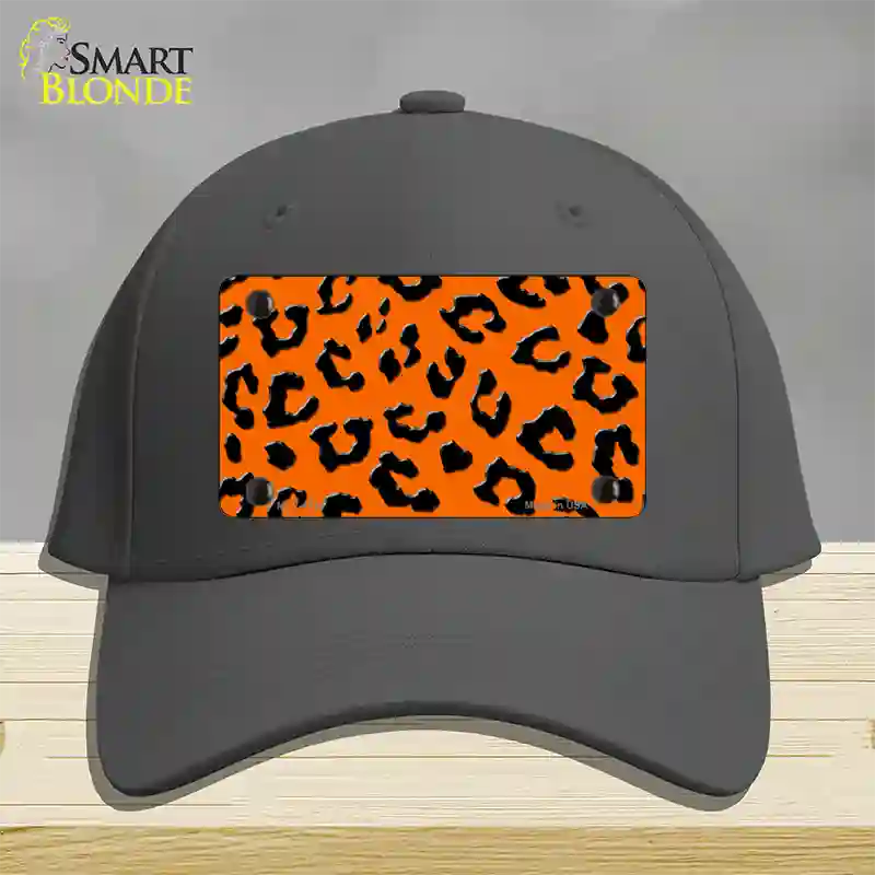 Orange Black Cheetah Novelty License Plate Hat Cotton / Charcoal