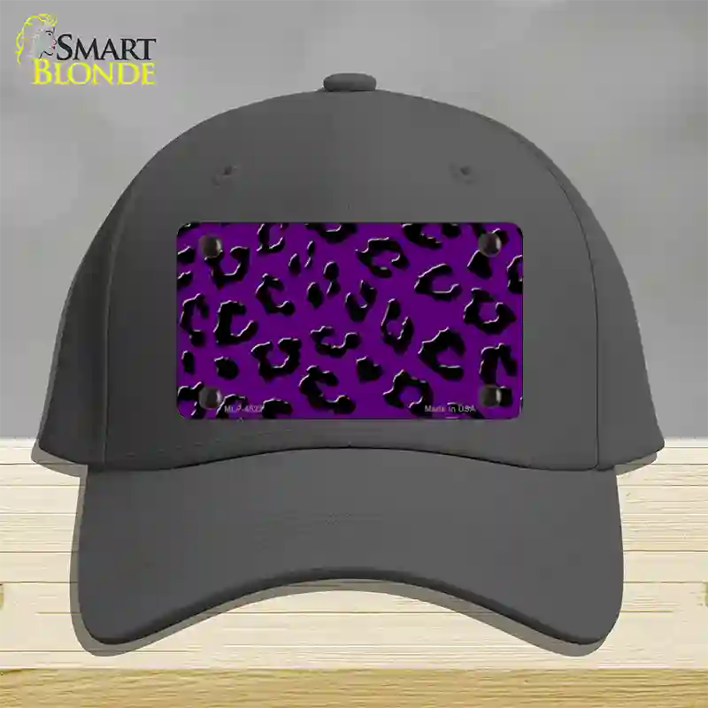 Purple Black Cheetah Novelty License Plate Hat Cotton / Charcoal