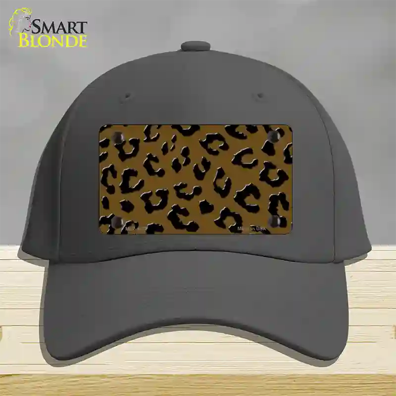 Brown Black Cheetah Novelty License Plate Hat Cotton / Charcoal