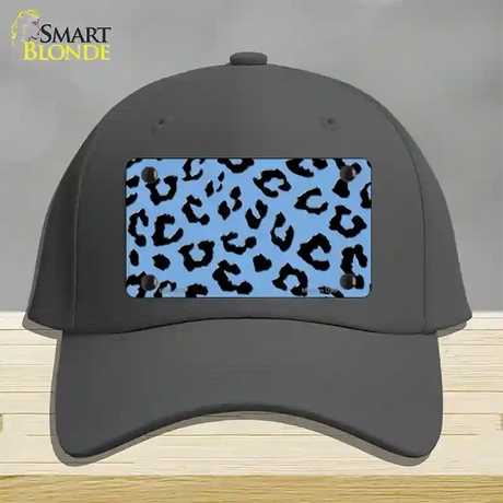 Light Blue Black Cheetah Novelty License Plate Hat Cotton / Charcoal