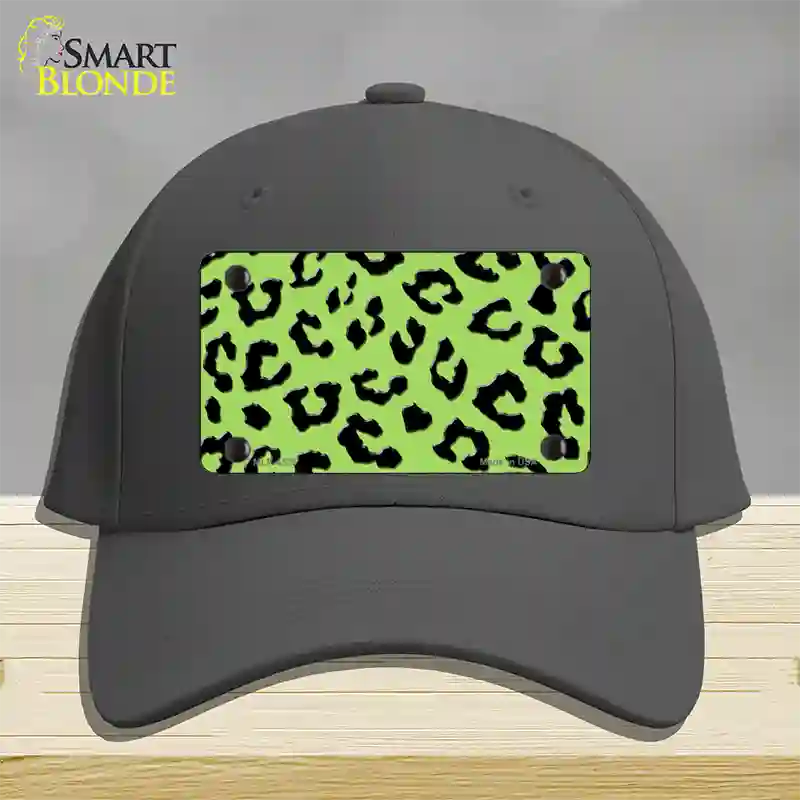 Lime Green Black Cheetah Novelty License Plate Hat Cotton / Charcoal