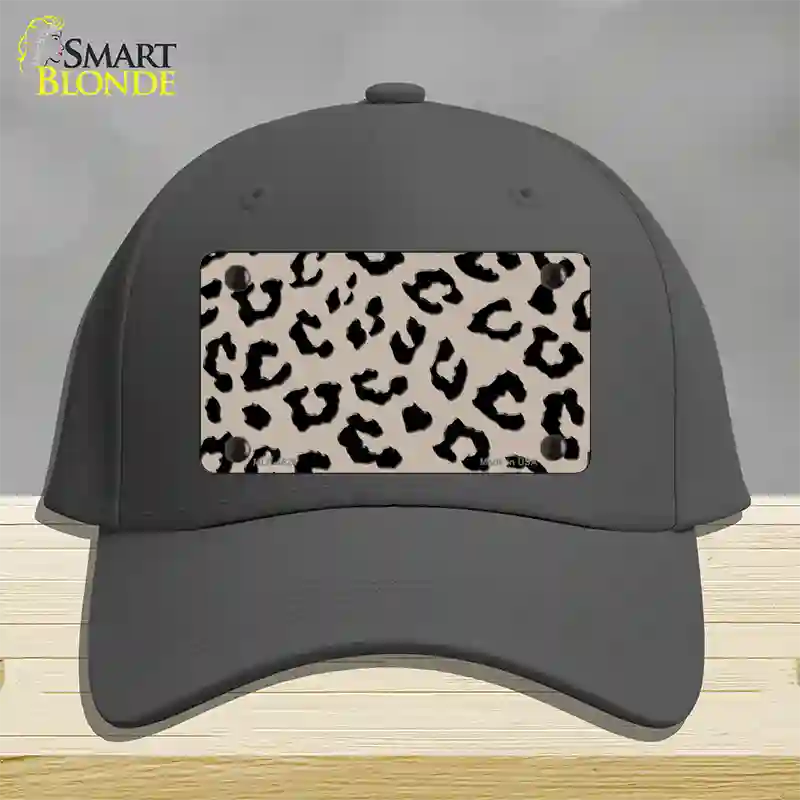 Tan Black Cheetah Novelty License Plate Hat Cotton / Charcoal