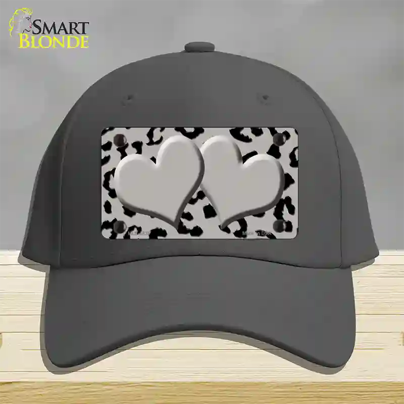 Grey Black Cheetah Gray Center Hearts Novelty License Plate Hat Cotton / Charcoal