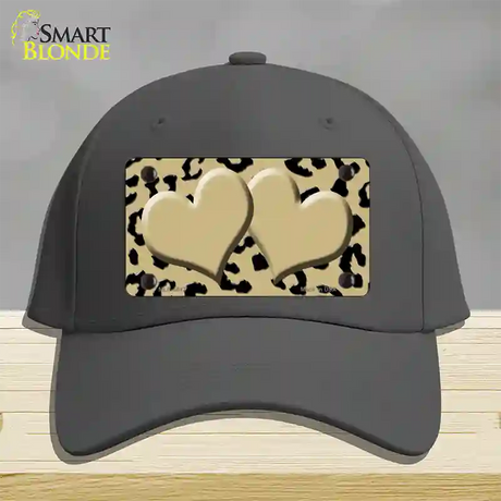 Gold Black Cheetah Gold Center Hearts Novelty License Plate Hat Cotton / Charcoal