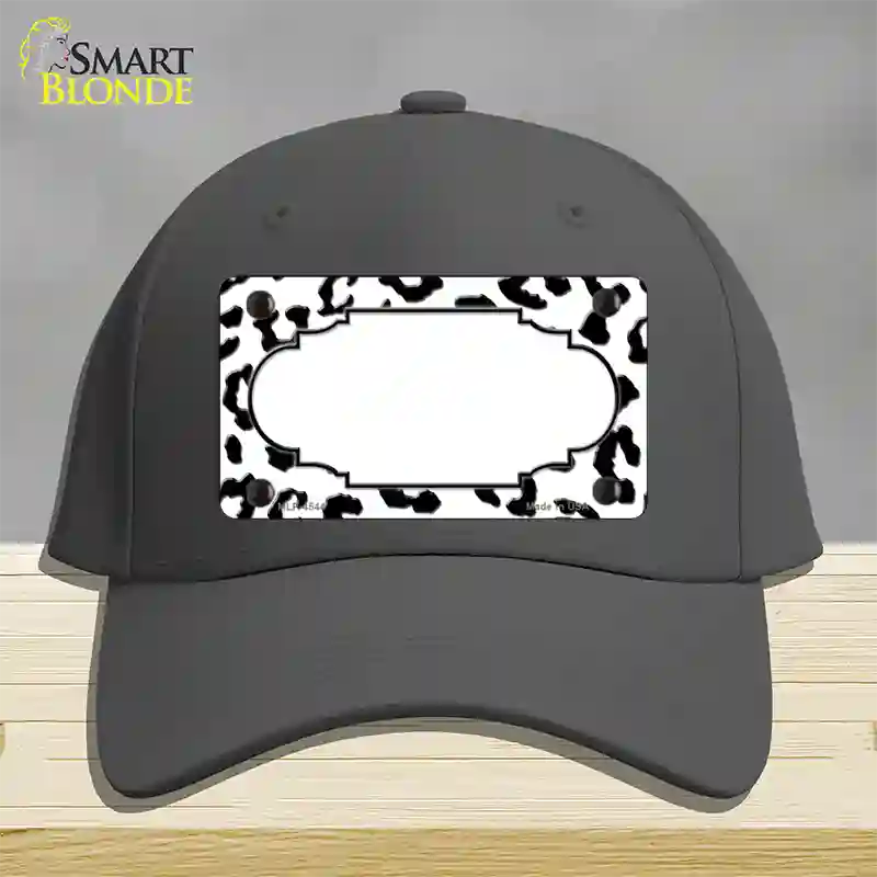 White Black Cheetah Scallop Novelty License Plate Hat Cotton / Charcoal