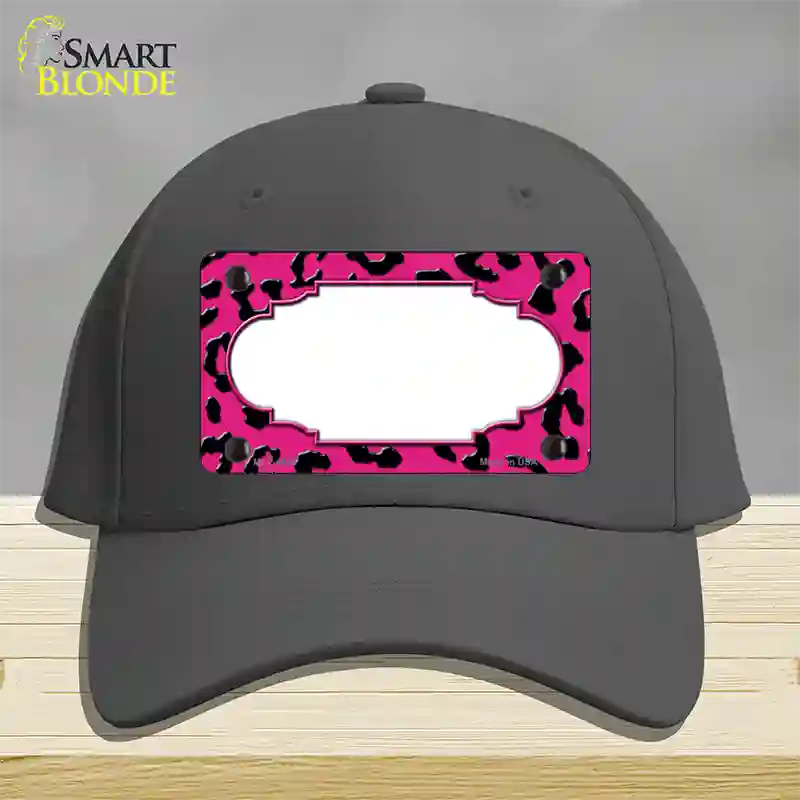 Pink Black Cheetah Scallop Novelty License Plate Hat Cotton / Charcoal