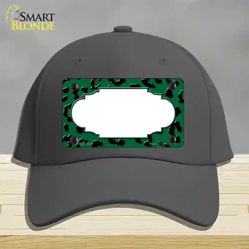 Green Black Cheetah Scallop Novelty License Plate Hat Cotton / Charcoal