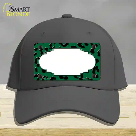 Green Black Cheetah Scallop Novelty License Plate Hat Cotton / Charcoal