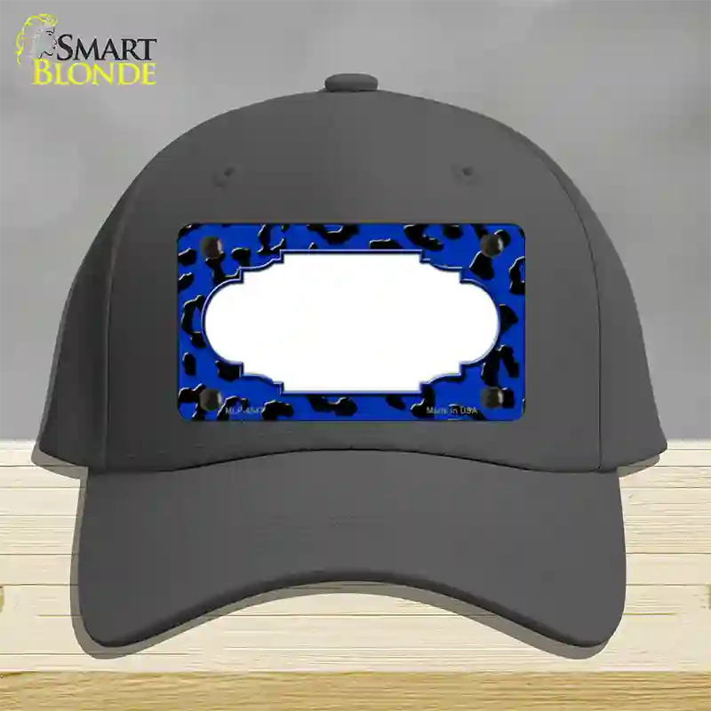 Blue Black Cheetah Scallop Novelty License Plate Hat Cotton / Charcoal