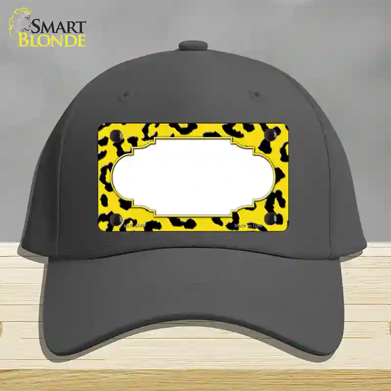 Yellow Black Cheetah Scallop Novelty License Plate Hat Cotton / Charcoal