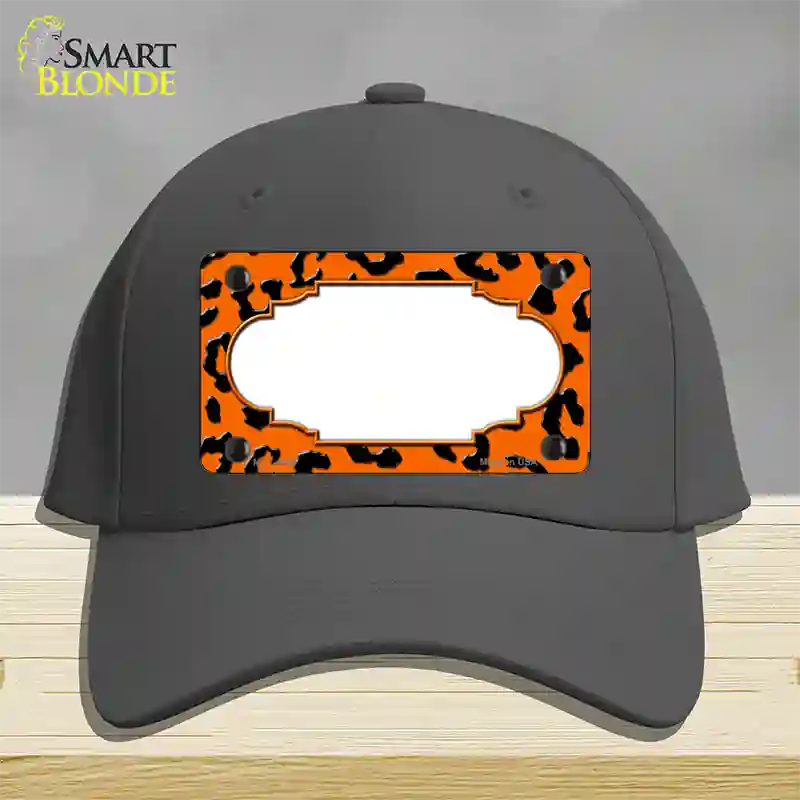 Orange Black Cheetah Scallop Novelty License Plate Hat Cotton / Charcoal