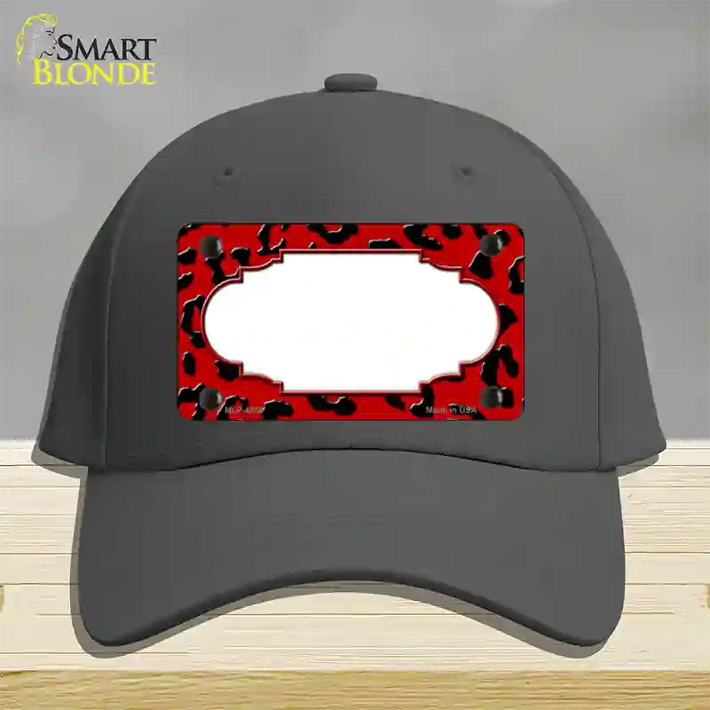 Red Black Cheetah Scallop Novelty License Plate Hat Cotton / Charcoal