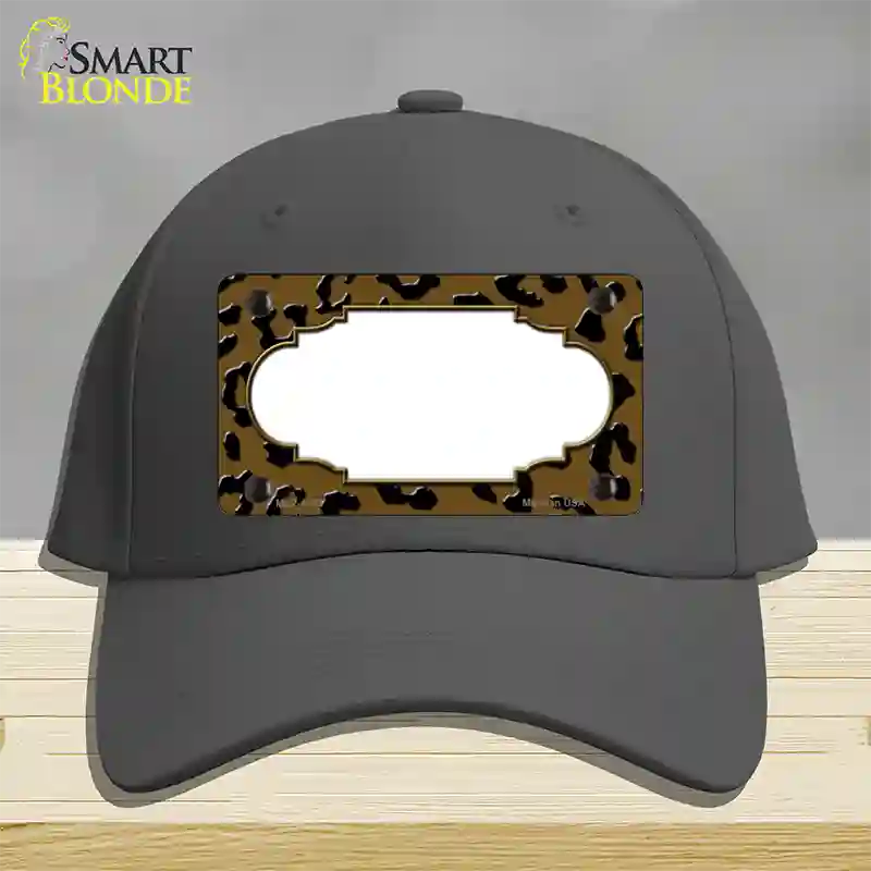 Brown Black Cheetah Scallop Novelty License Plate Hat Cotton / Charcoal