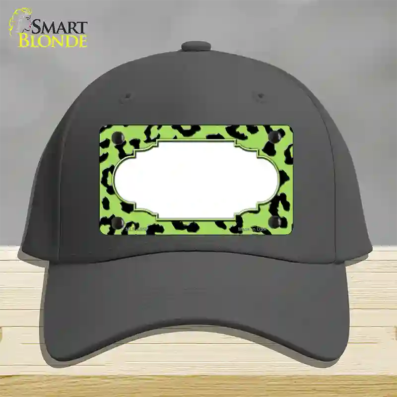 Lime Green Black Cheetah Scallop Novelty License Plate Hat Cotton / Charcoal