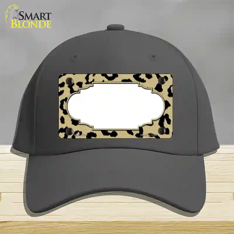 Gold Black Cheetah Scallop Novelty License Plate Hat Cotton / Charcoal