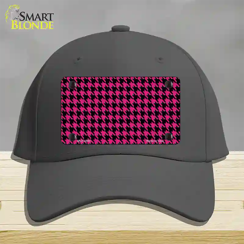 Pink Black Houndstooth Novelty License Plate Hat Cotton / Charcoal