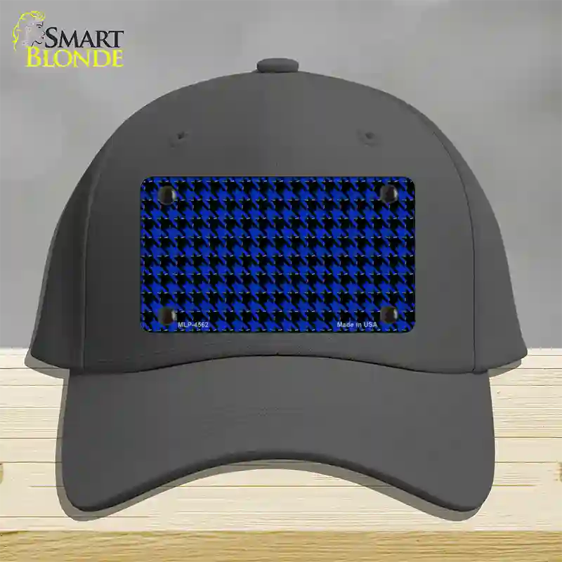 Blue Black Houndstooth Novelty License Plate Hat Cotton / Charcoal