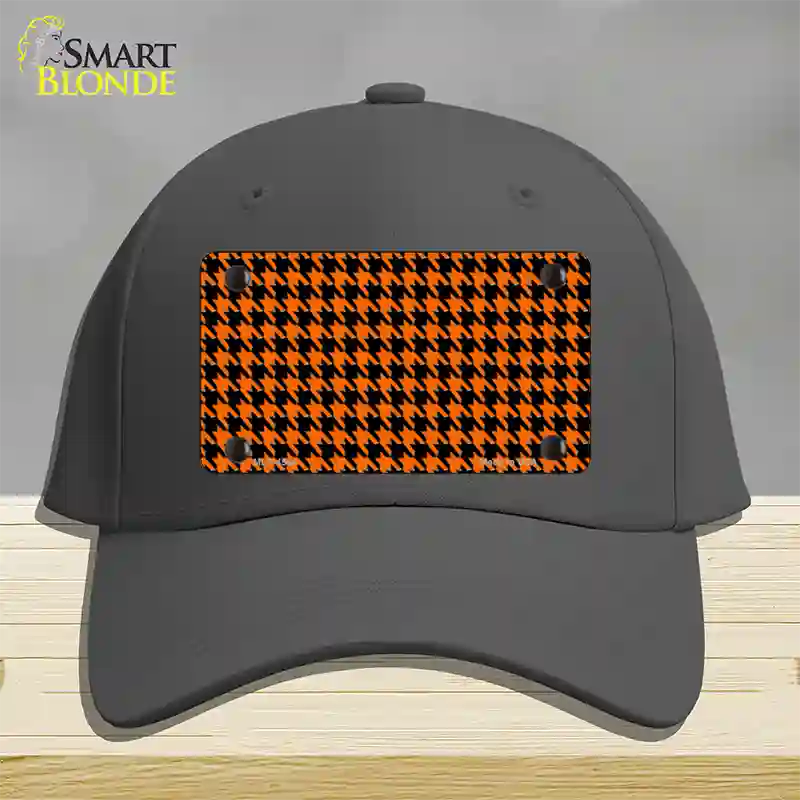 Orange Black Houndstooth Novelty License Plate Hat Cotton / Charcoal