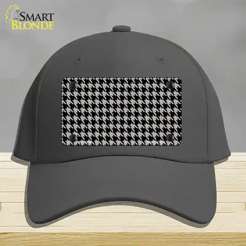 Grey Black Houndstooth Novelty License Plate Hat Cotton / Charcoal