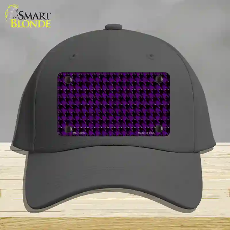 Purple Black Houndstooth Novelty License Plate Hat Cotton / Charcoal