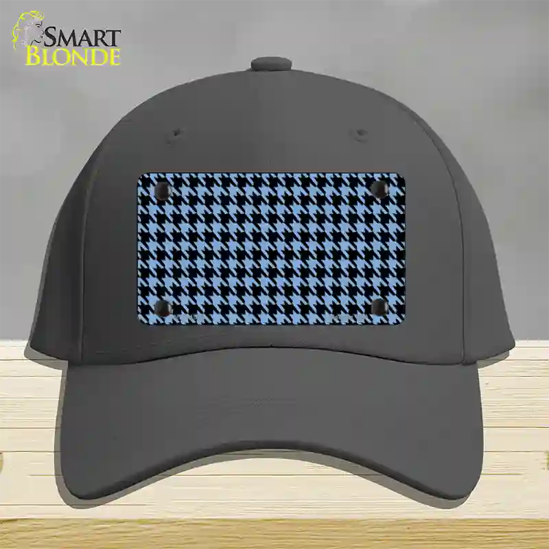 Light Blue Black Houndstooth Novelty License Plate Hat Cotton / Charcoal