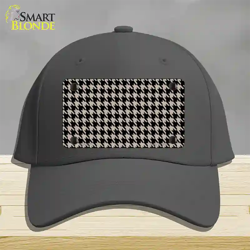 Tan Black Houndstooth Novelty License Plate Hat Cotton / Charcoal