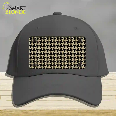 Gold Black Houndstooth Novelty License Plate Hat Cotton / Charcoal