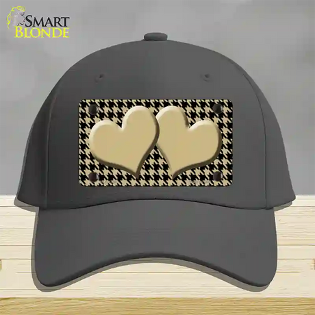 Gold Black Houndstooth Gold Center Hearts Novelty License Plate Hat Cotton / Charcoal